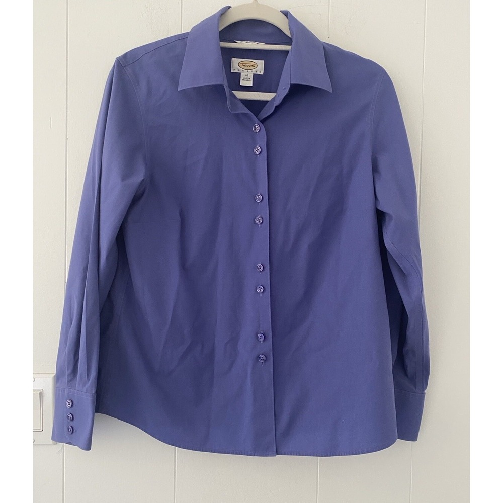 Talbots Wrinkle Resistant Blouse Women's Size 10 Purple Long Sleeve Button Cuffs